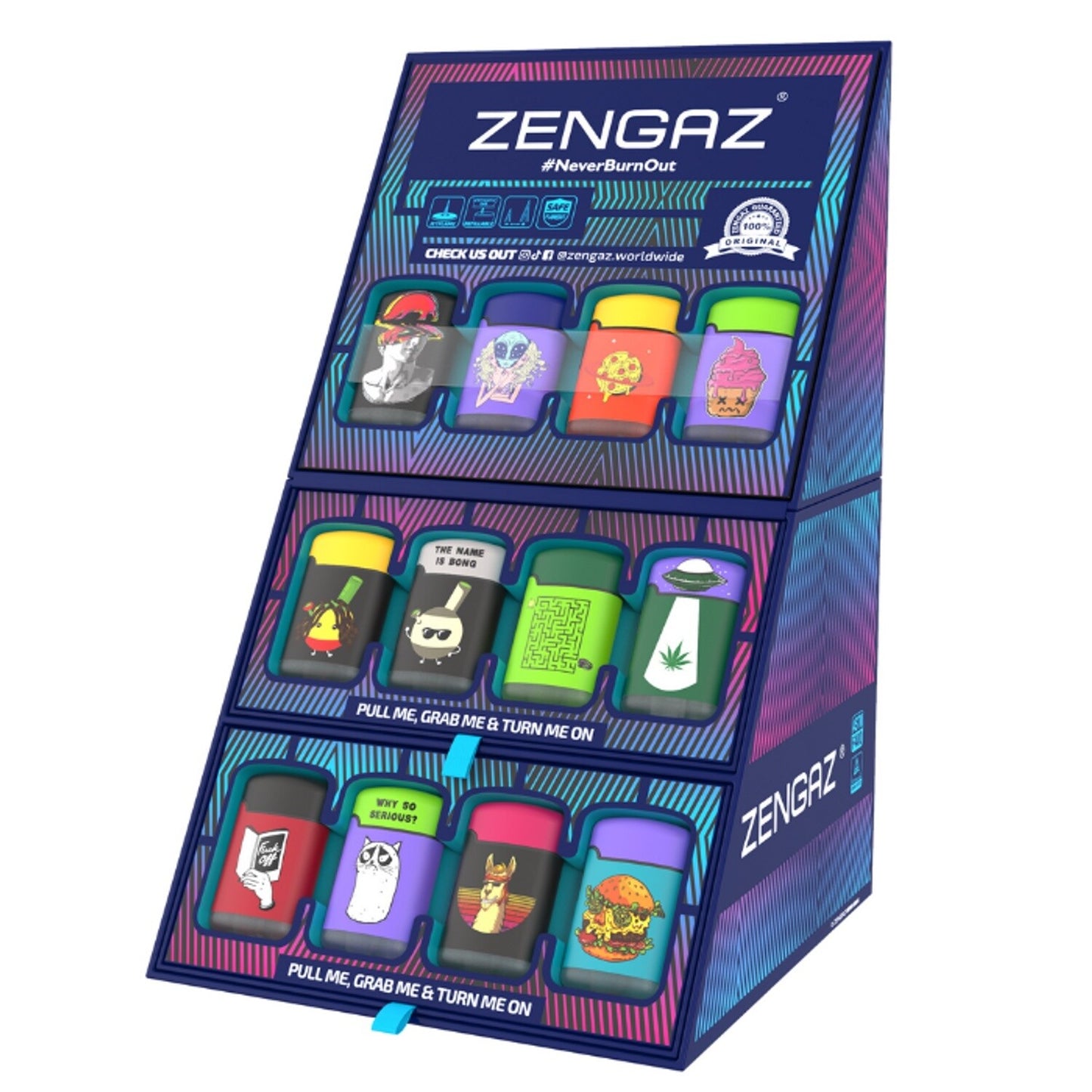 ZENGAZ LIGHTERS DISPLAY 48 CT ( $2.25 EA )