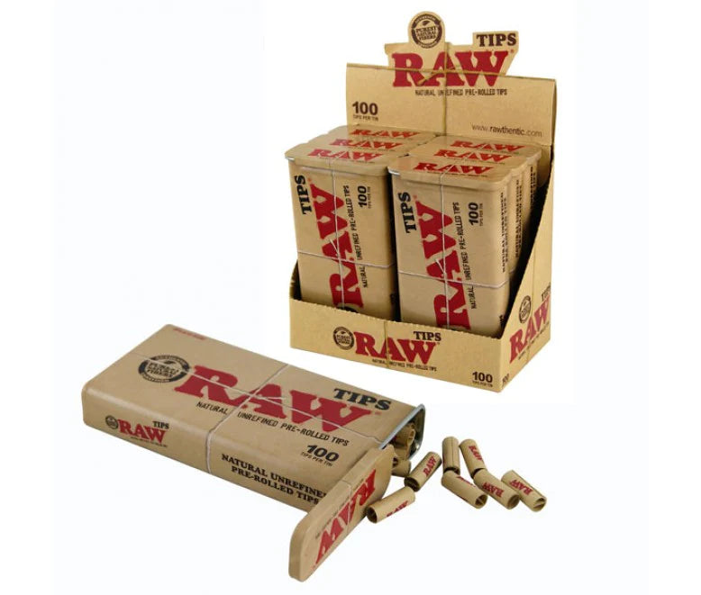 RAW NATURAL UNREFINED 100 TIP PRE-ROLLED TIN 6 CT ($4.99 EA)