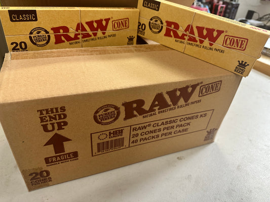 RAW CONES CALSSIC 20 CONE PER PACK / 40 PK PER CASE KING SIZE