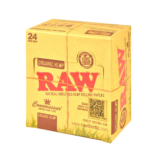 RAW ORGANIC HEMP CONNOISSEUR KING SIZE SLIM +TIPS 24CT